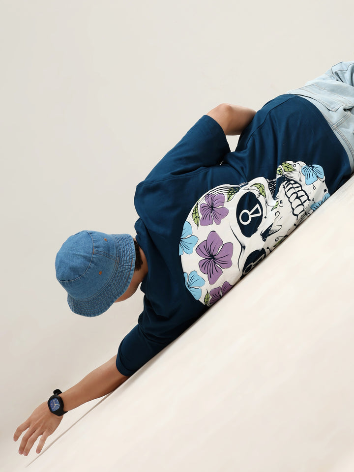 SKULL NAVY OVERSIZED T-SHIRT