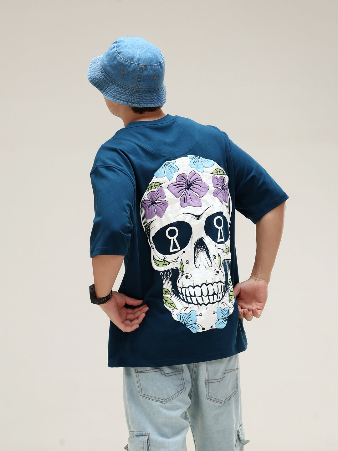 SKULL NAVY OVERSIZED T-SHIRT