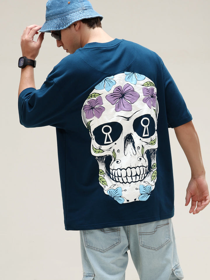 SKULL NAVY OVERSIZED T-SHIRT