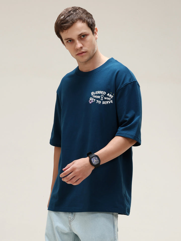 SKULL NAVY OVERSIZED T-SHIRT