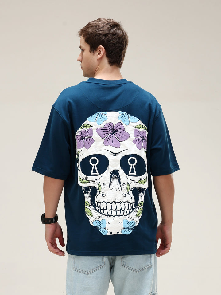 SKULL NAVY OVERSIZED T-SHIRT