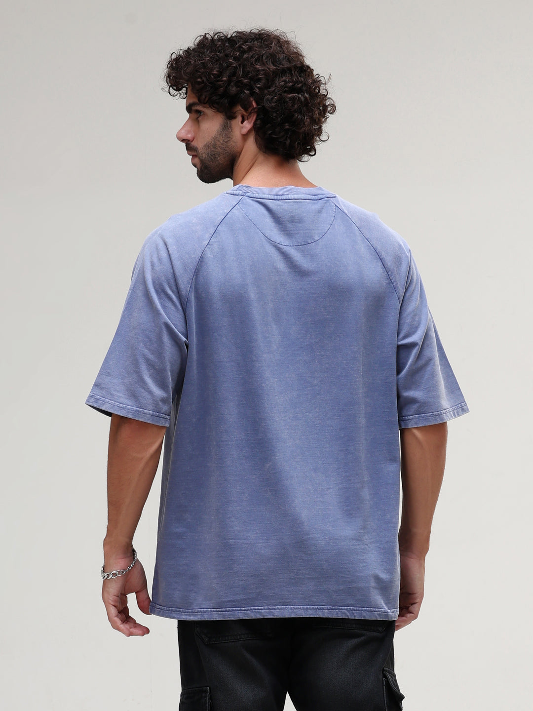 BLUE ACID WASH OVERSIZED T-SHIRT