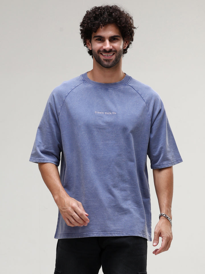 BLUE ACID WASH OVERSIZED T-SHIRT