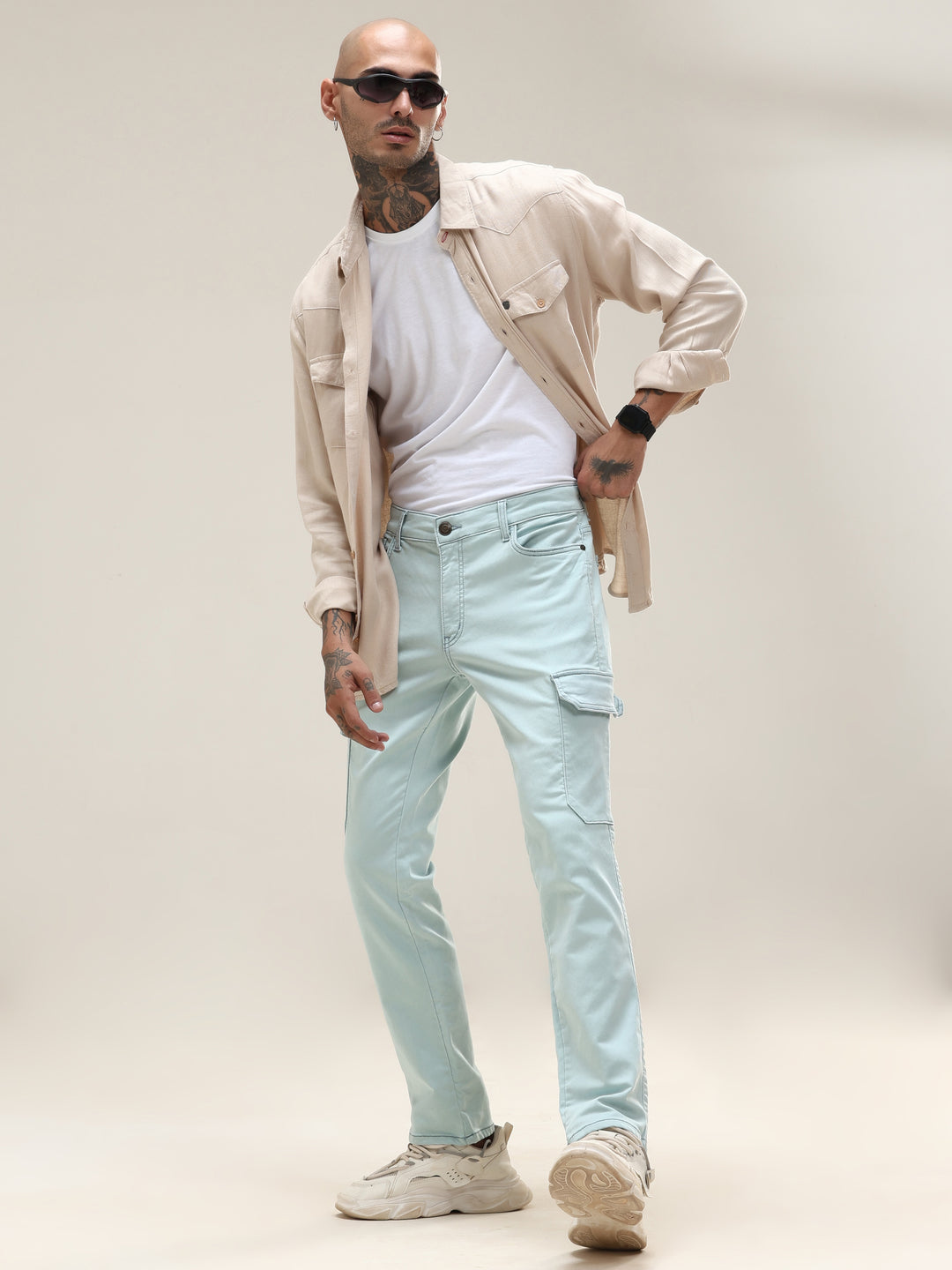 Mint Mist Slim Cargo Pants