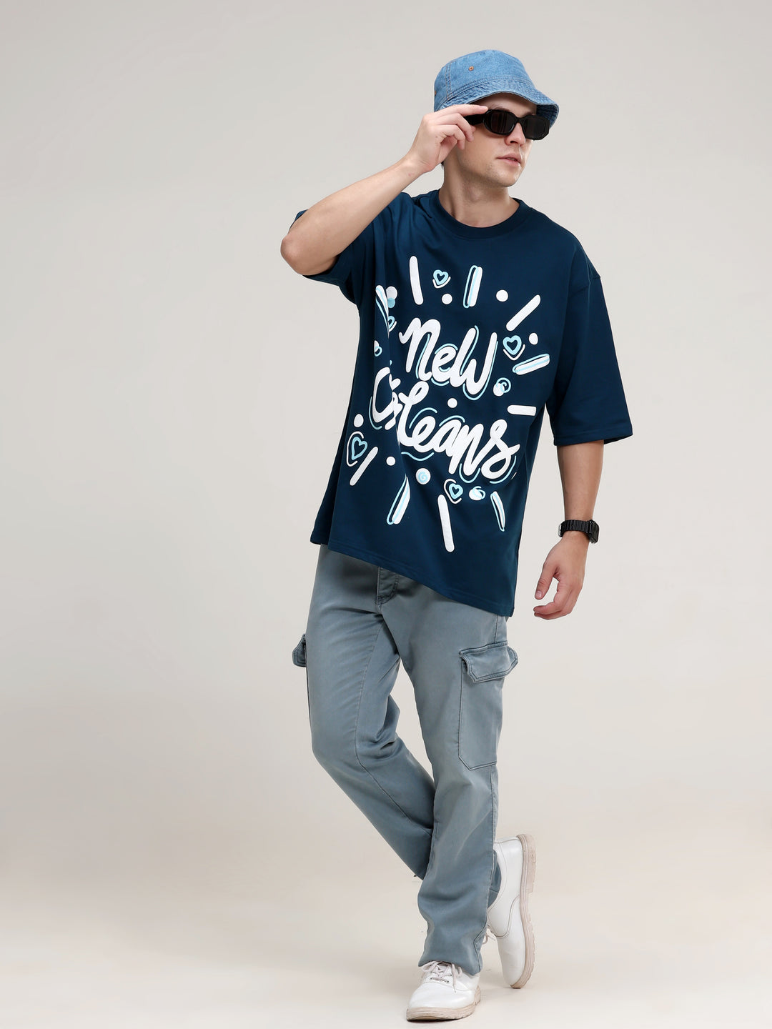 NEW ORLEANS NAVY OVERSIZED T-SHIRT