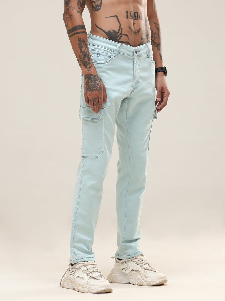 Mint Mist Slim Cargo Pants