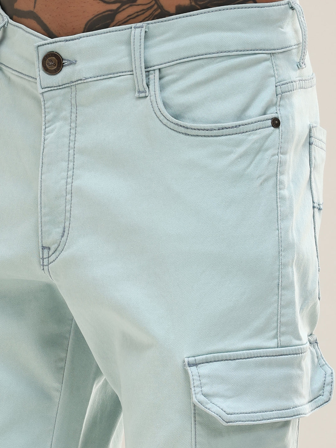 Mint Mist Slim Cargo Pants