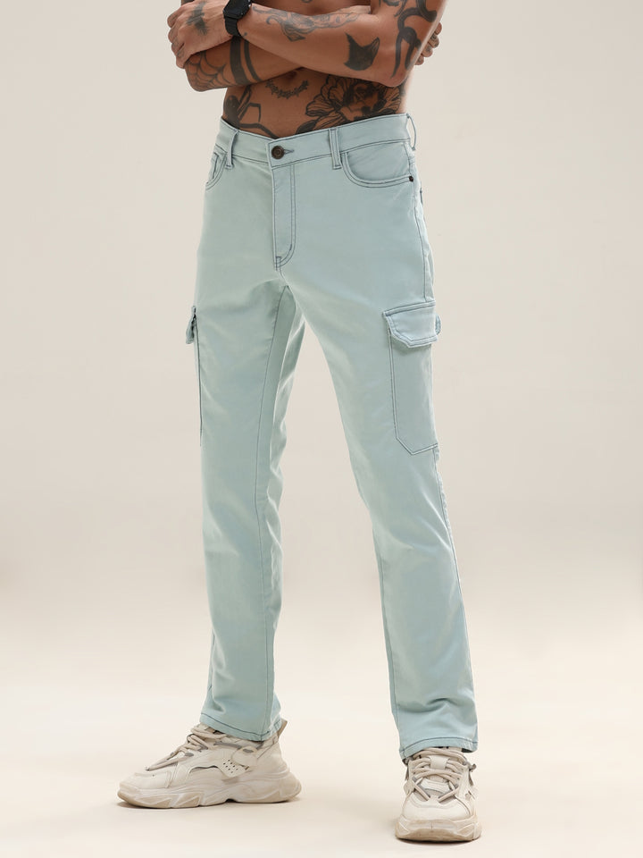 Mint Mist Slim Cargo Pants