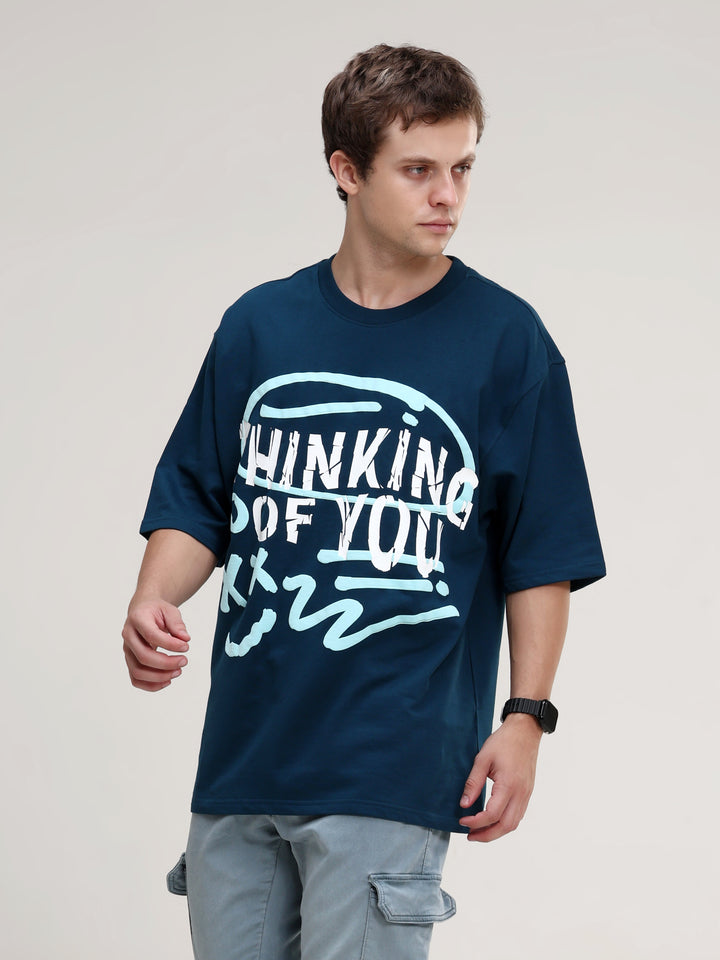 THINKING OF YOU NAVY OVERSIZED T-SHIRT