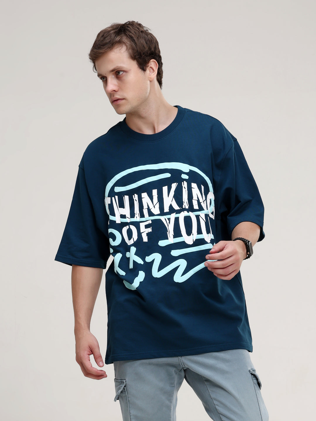 THINKING OF YOU NAVY OVERSIZED T-SHIRT