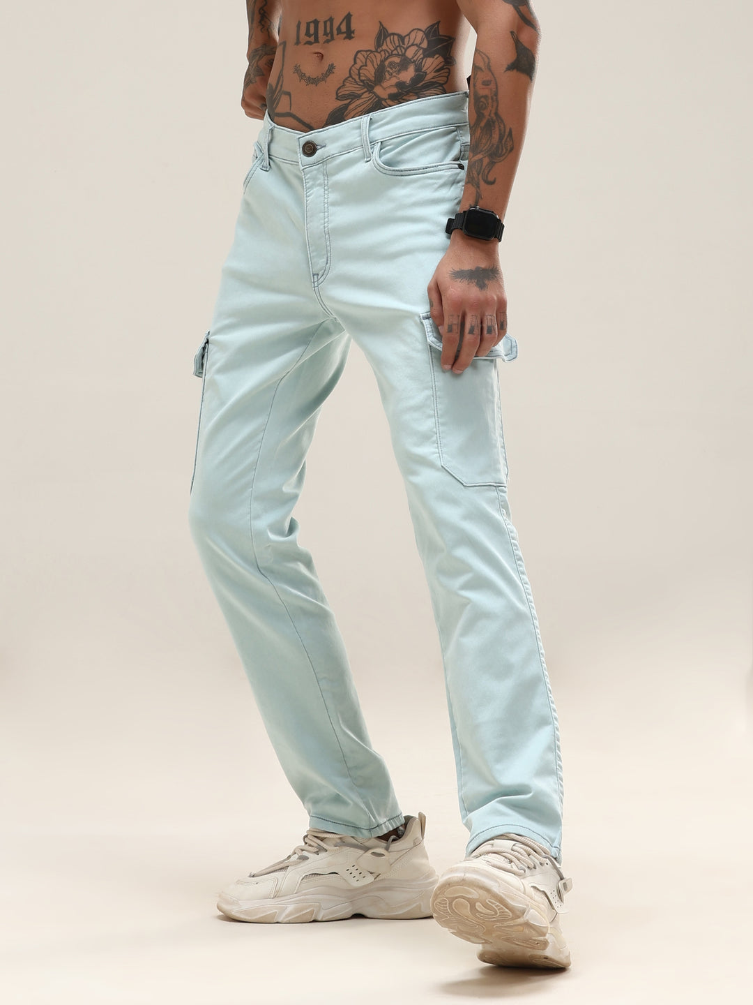 Mint Mist Slim Cargo Pants