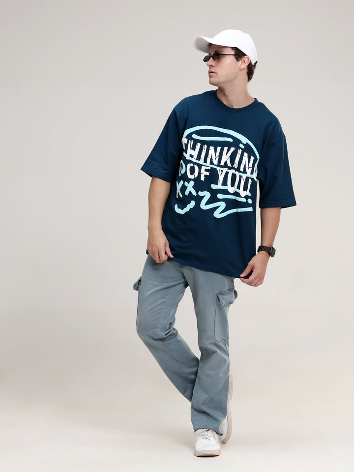 THINKING OF YOU NAVY OVERSIZED T-SHIRT