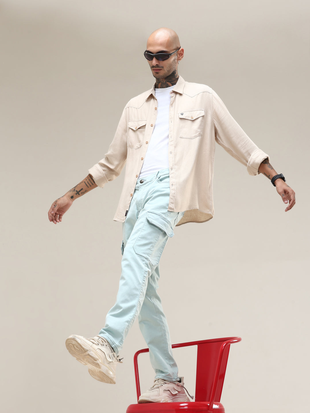 Mint Mist Slim Cargo Pants