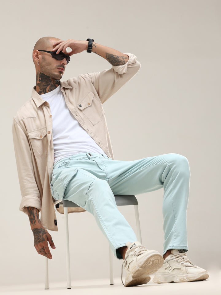 Mint Mist Slim Cargo Pants