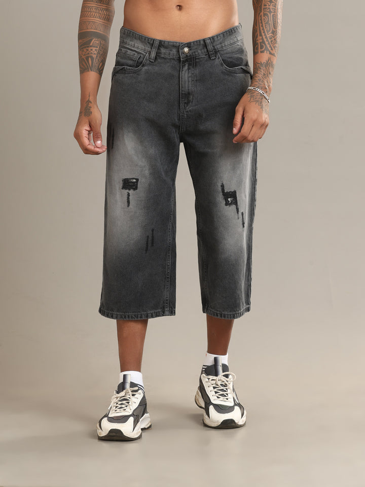 VUDUBlack Distressed JortsComfort Fit