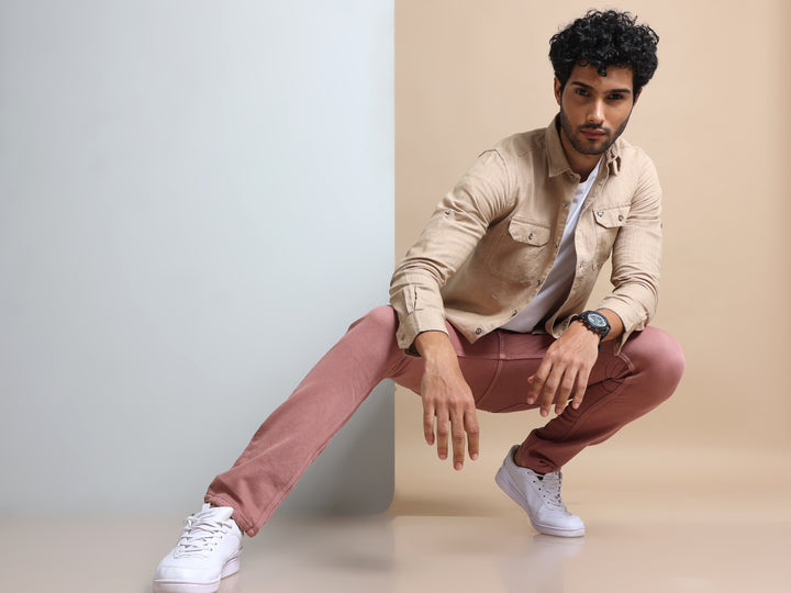 VUDUBlush Pink DenimSlim Fit