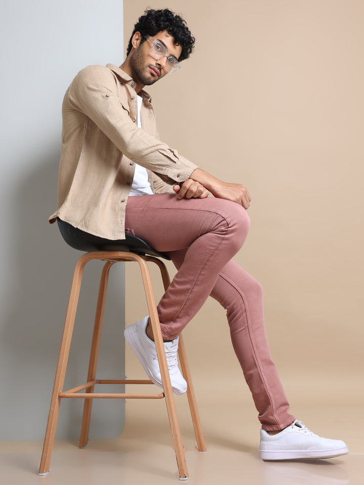 VUDUBlush Pink DenimSlim Fit