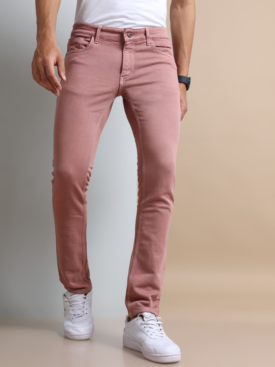 VUDUBlush Pink DenimSlim Fit