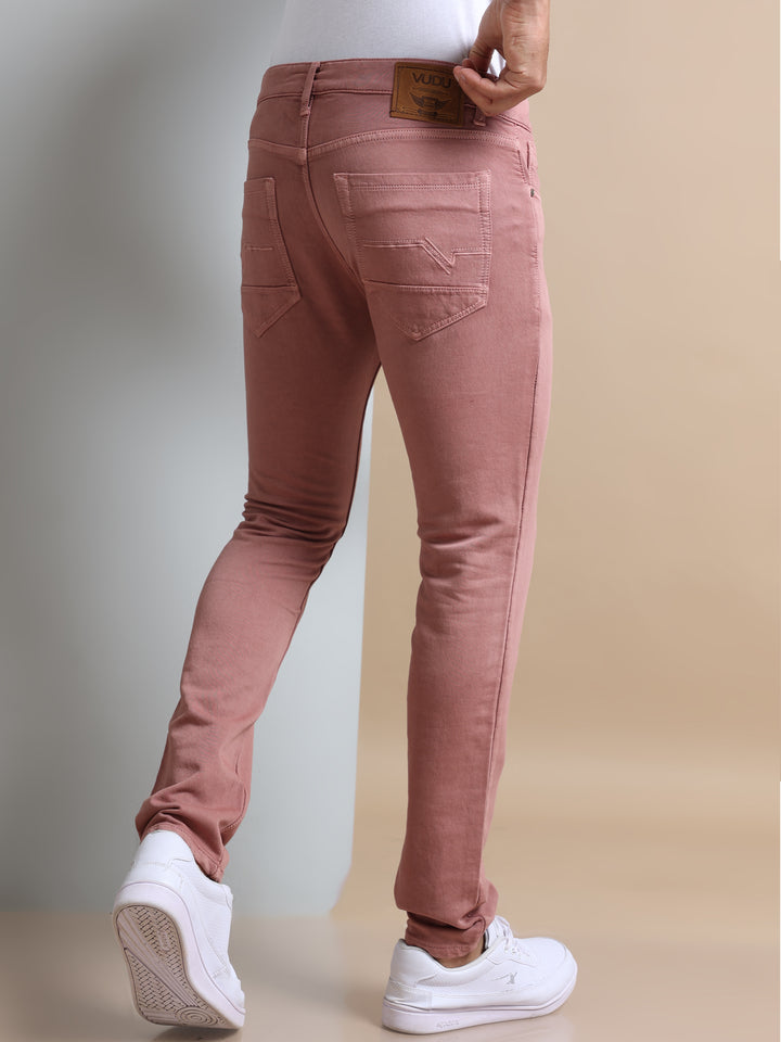 VUDUBlush Pink DenimSlim Fit