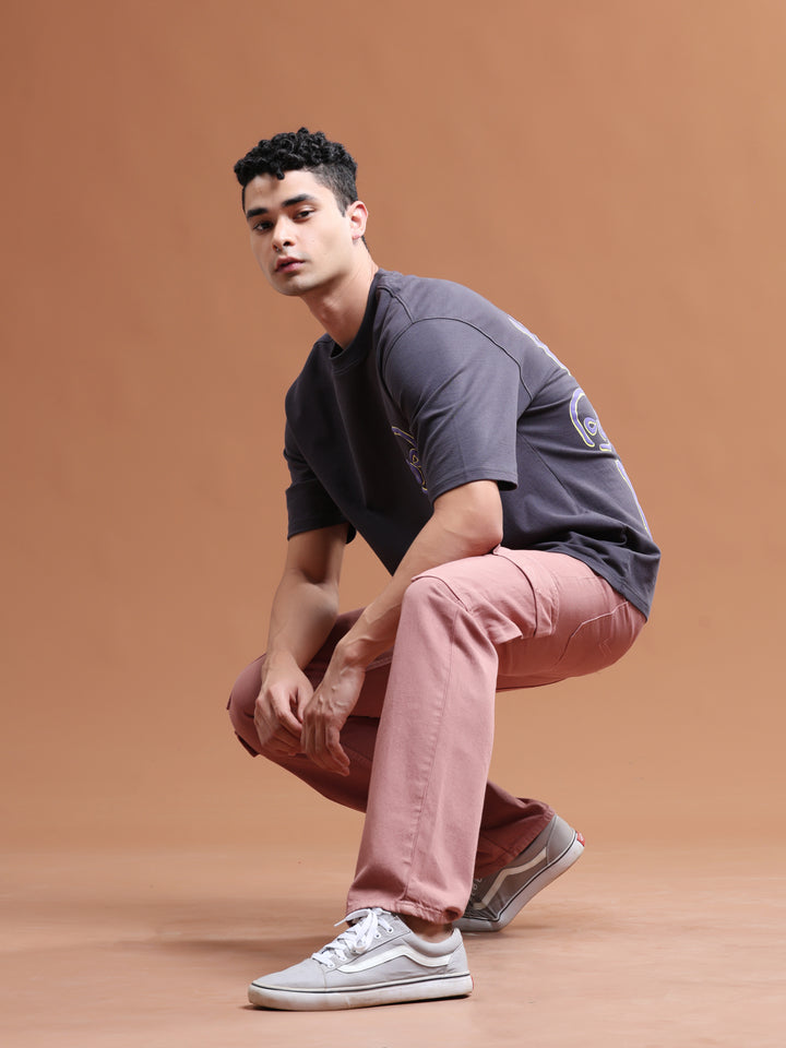 VUDUBlush Pink Denim Cargo PantsComfort Fit