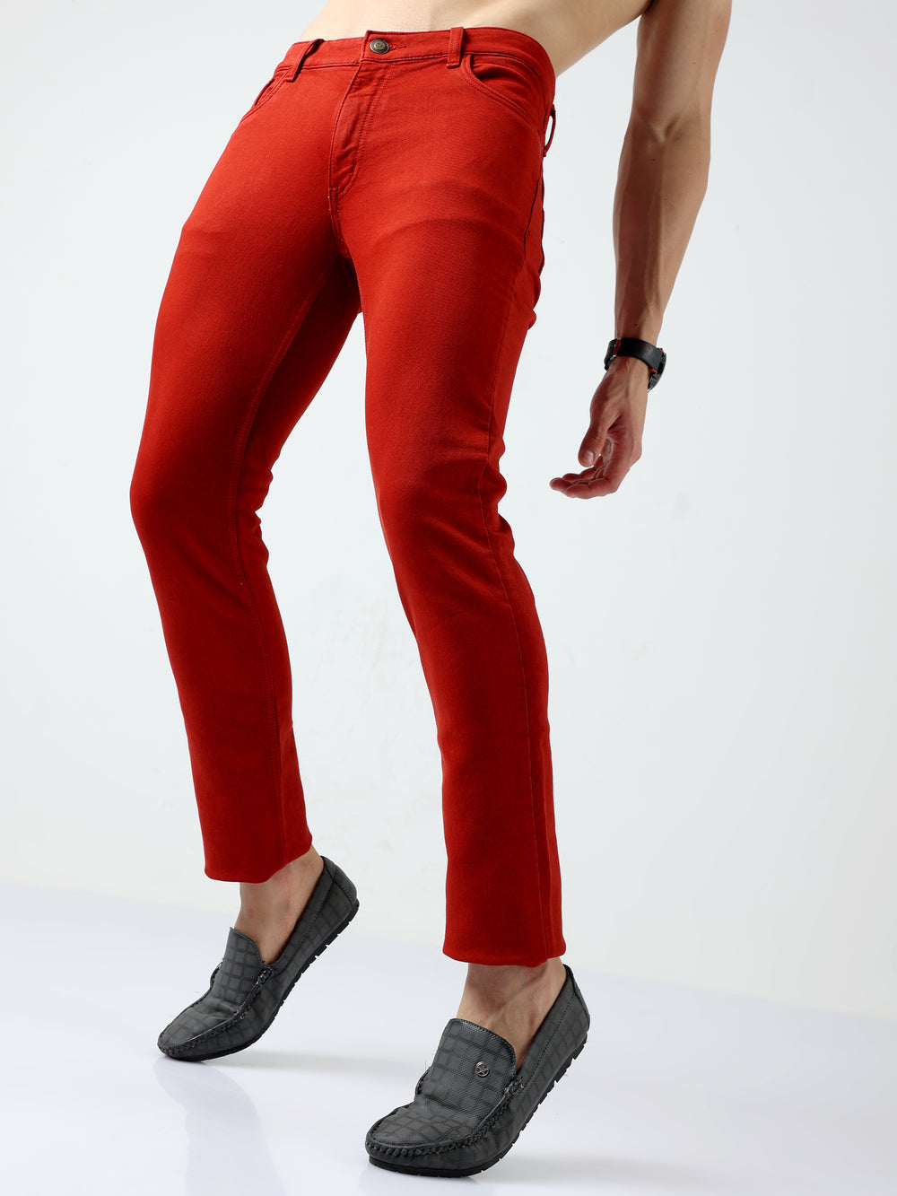 VUDUBrick Red DenimSlim Fit