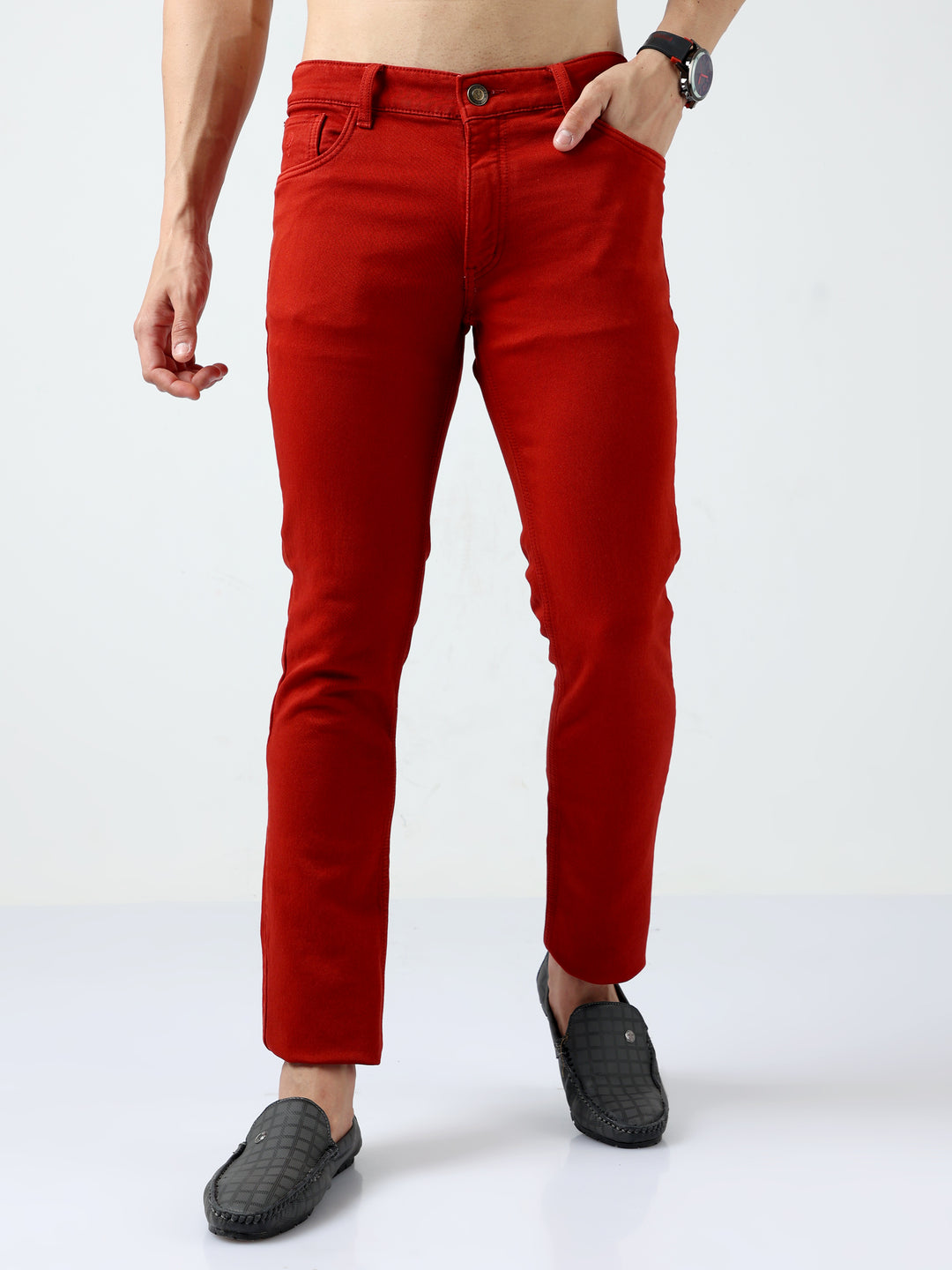 VUDUBrick Red DenimSlim Fit