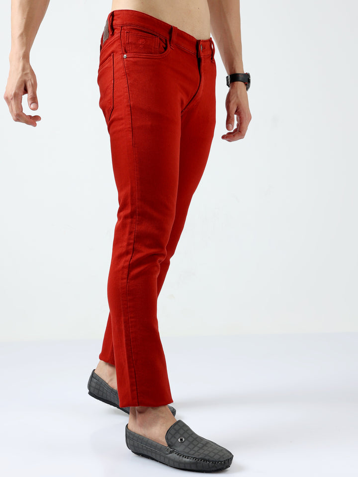 VUDUBrick Red DenimSlim Fit