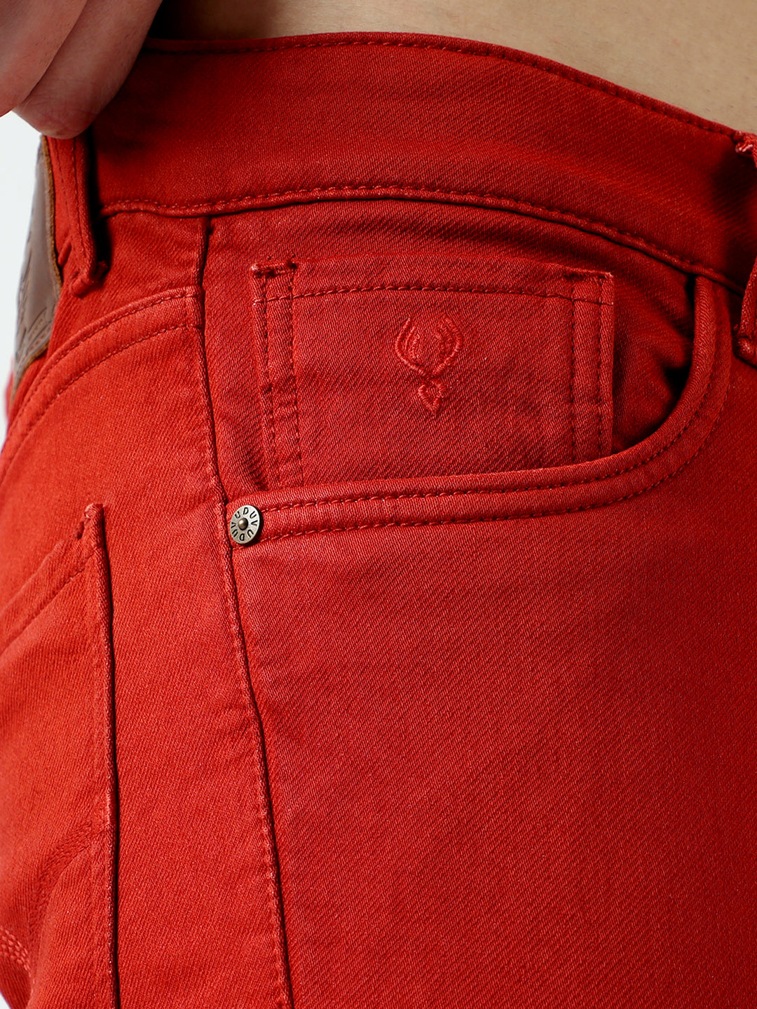 VUDUBrick Red DenimSlim Fit