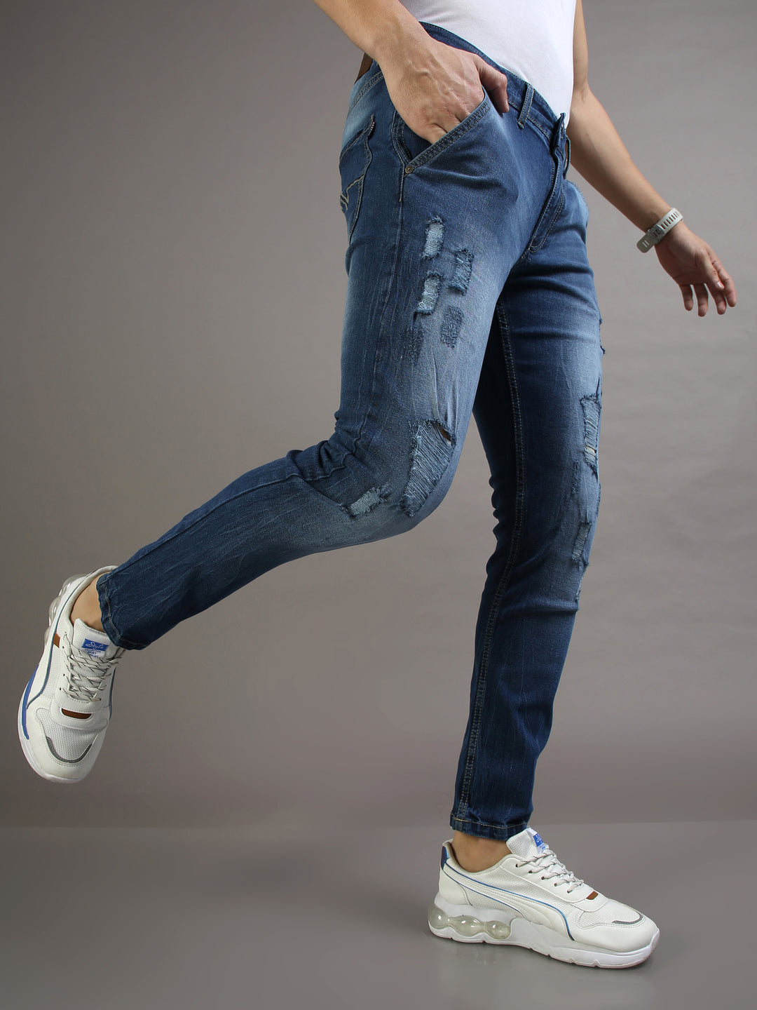 VUDUChic Fray Navy JeansSlim Fit