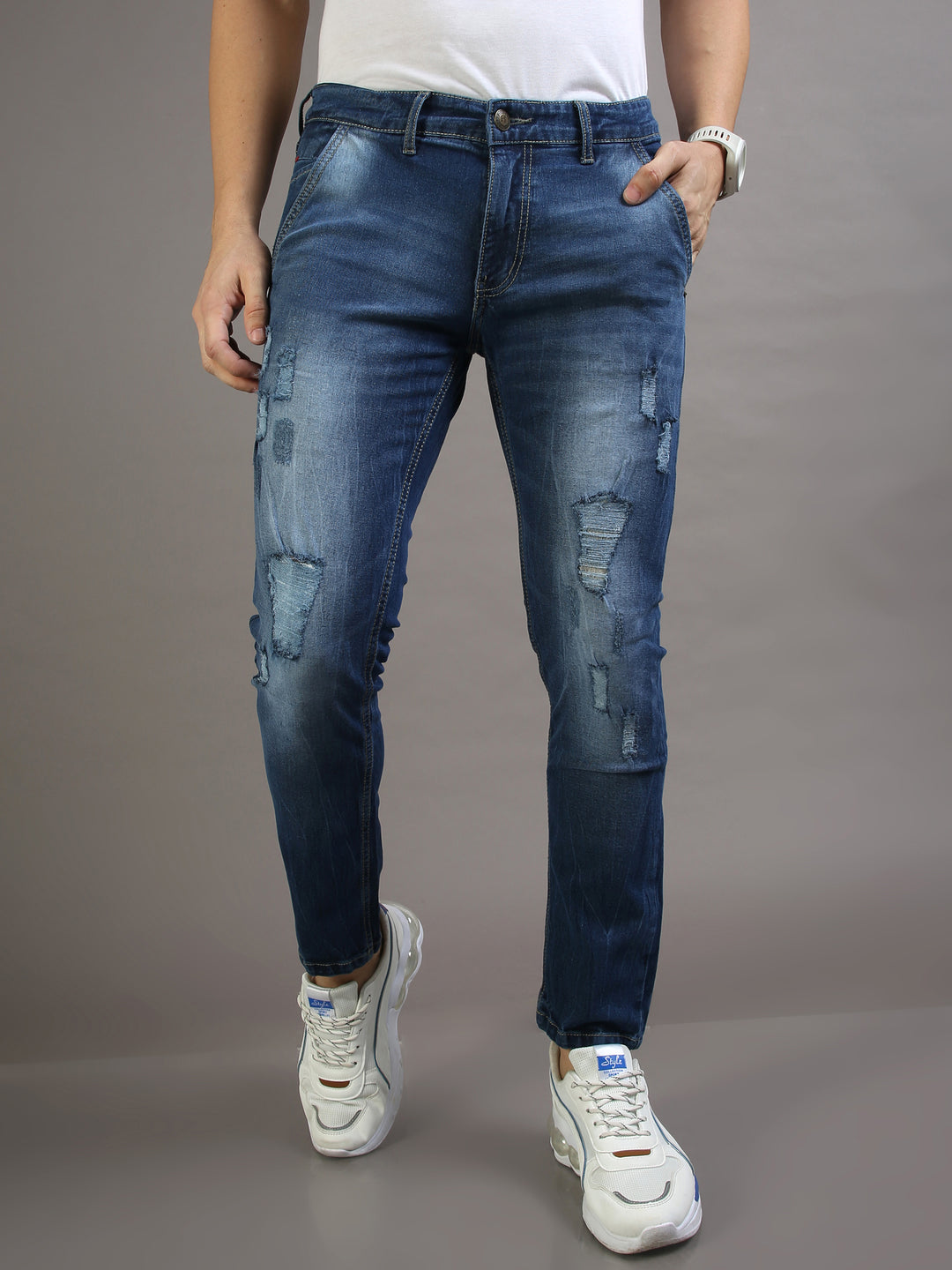 VUDUChic Fray Navy JeansSlim Fit