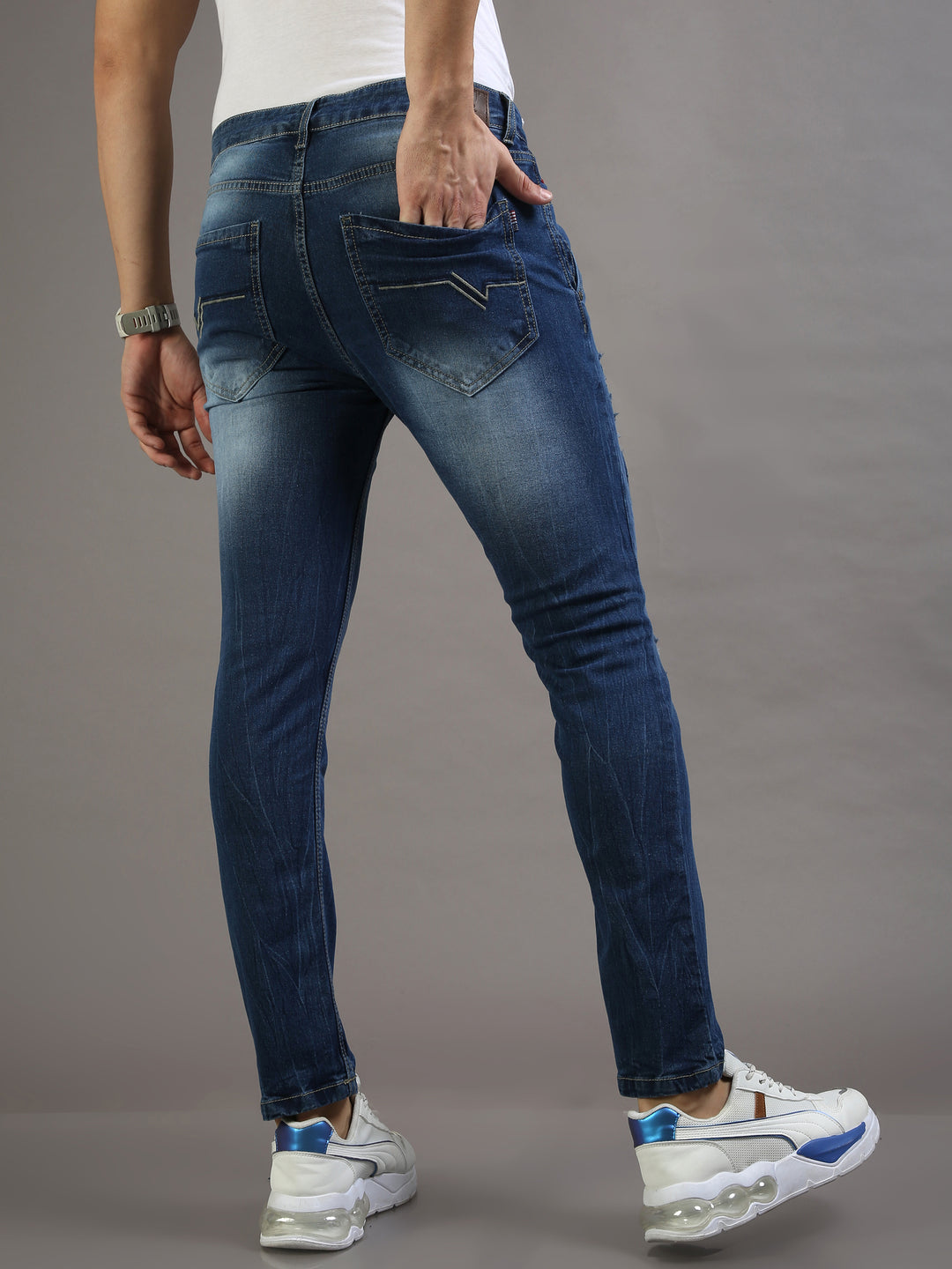 VUDUChic Fray Navy JeansSlim Fit