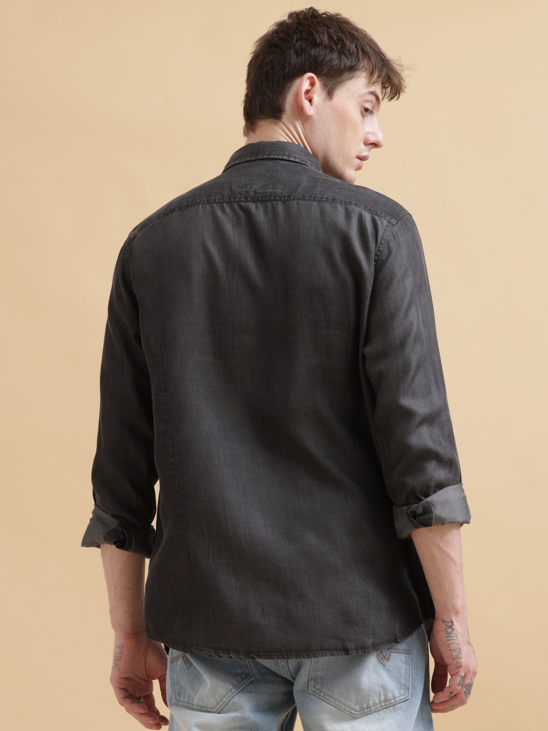 VUDUClassic Black Denim OvershirtRegular Fit