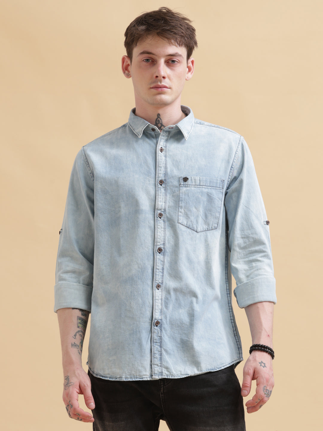 VUDUClassic Blue Denim ShirtRegular Fit