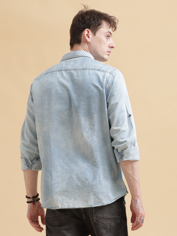 VUDUClassic Blue Denim ShirtRegular Fit