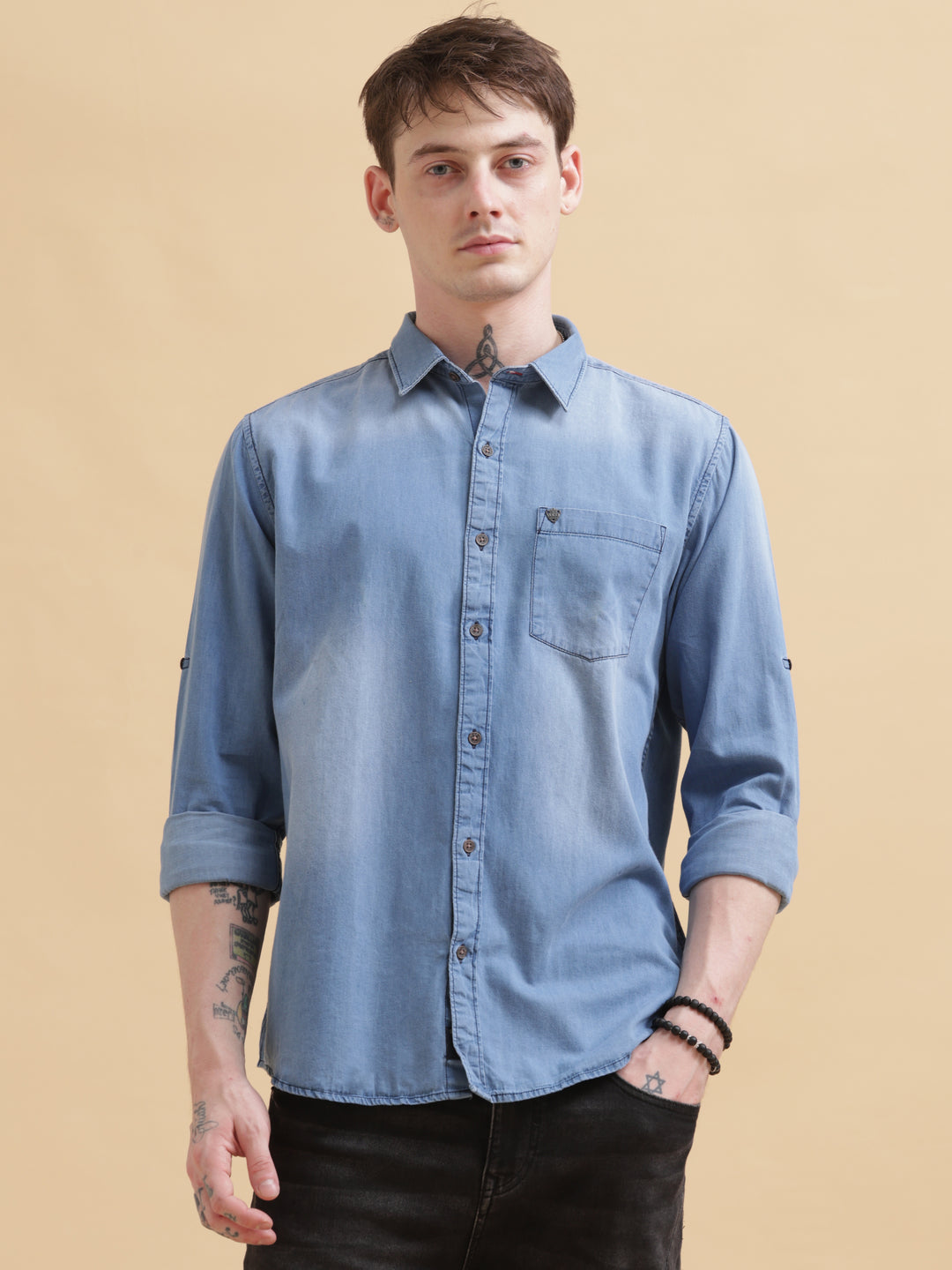 VUDUClassic Faded Denim ShirtRegular Fit