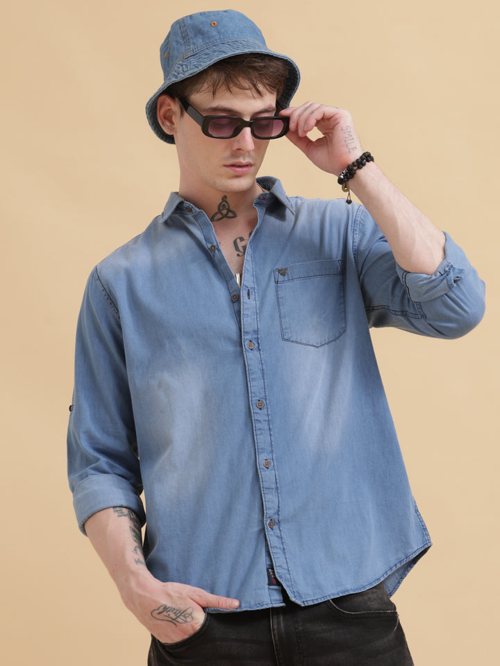 VUDUClassic Faded Denim ShirtRegular Fit