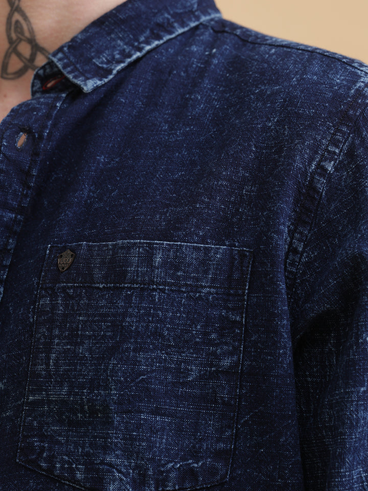 VUDUClassic Textured Denim ShirtRegular Fit