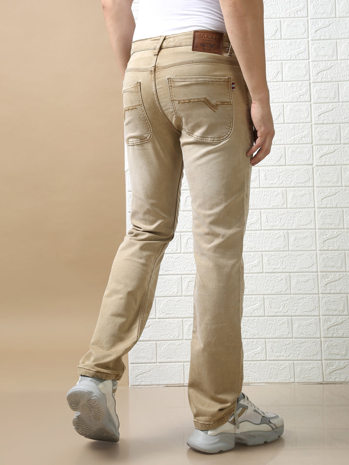 VUDUComfy Beige JeansComfort Fit