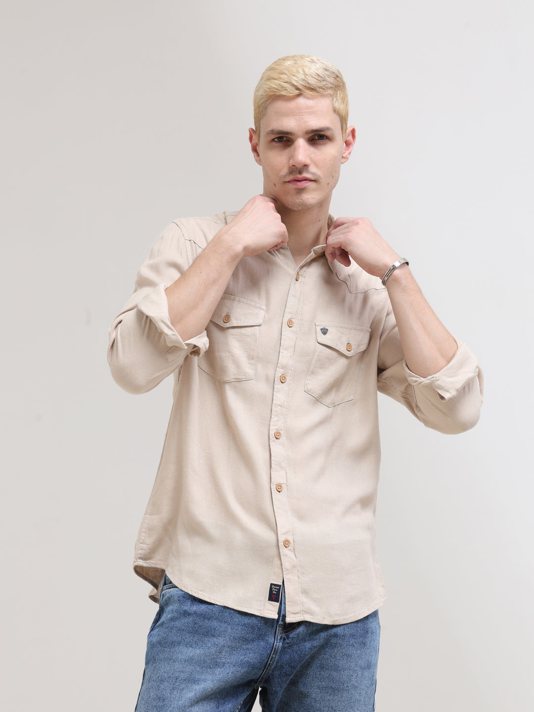 VUDUCozy Beige Classic ShirtRegular Fit