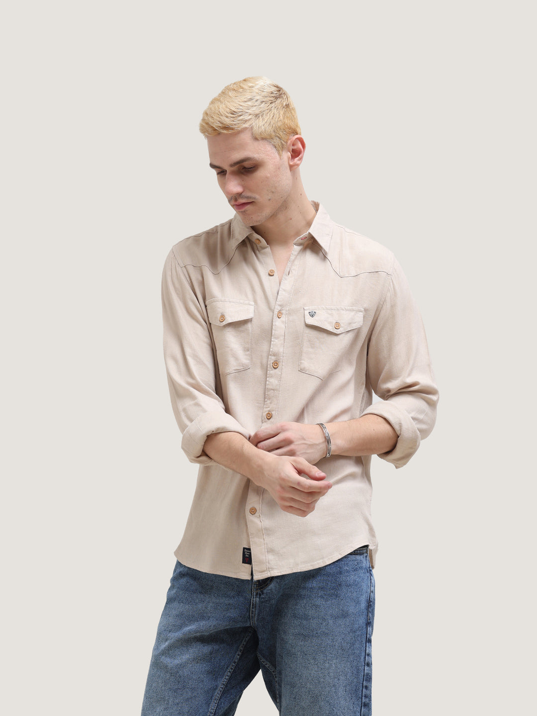 VUDUCozy Beige Classic ShirtRegular Fit