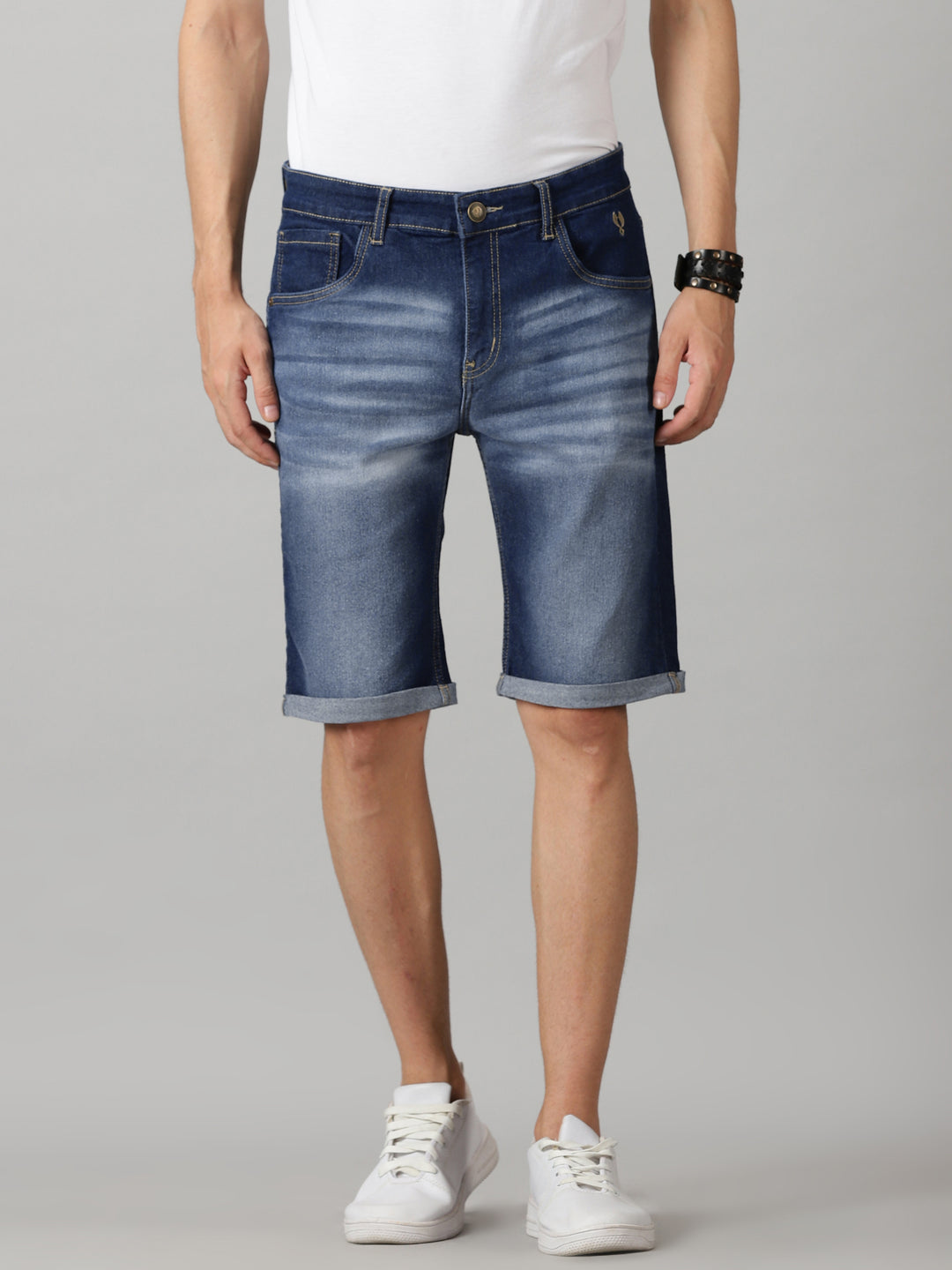 VUDUDark Indigo Denim ShortsSlim Fit