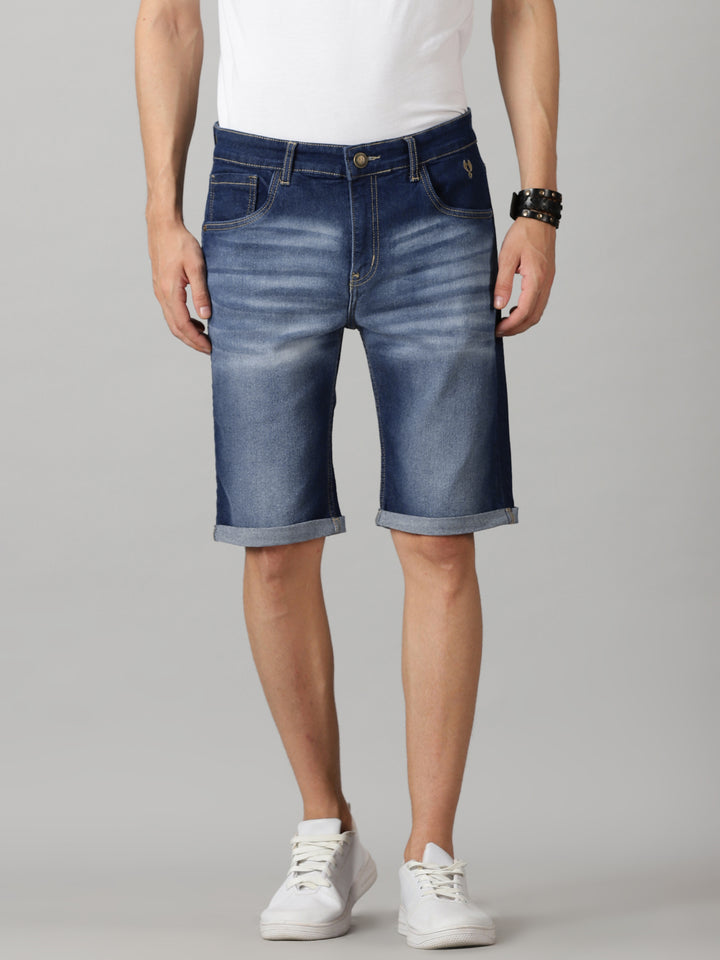 VUDUDark Indigo Denim ShortsSlim Fit