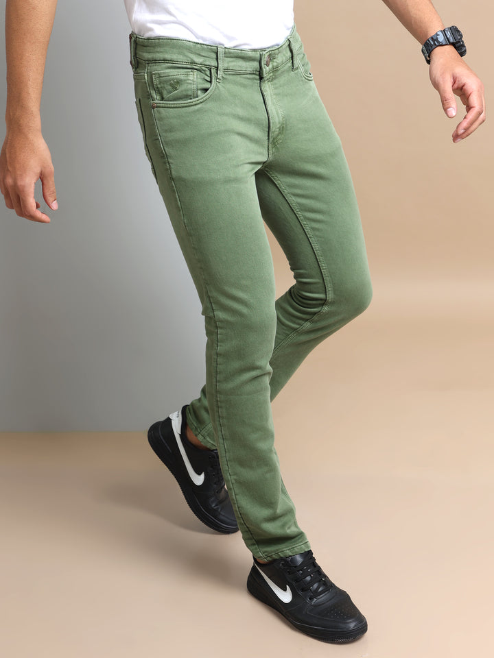 VUDUEarthy Green DenimSlim Fit