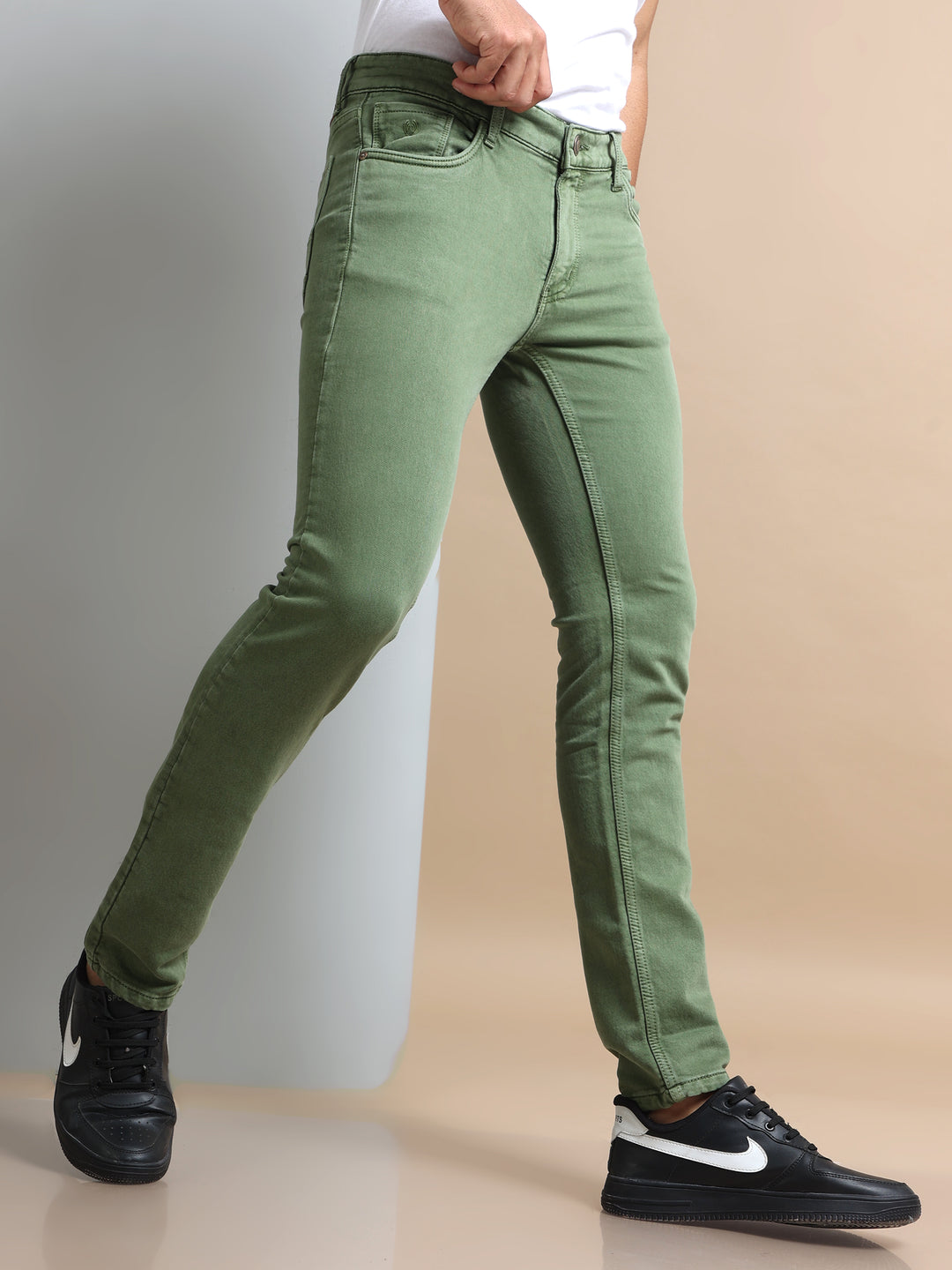 VUDUEarthy Green DenimSlim Fit