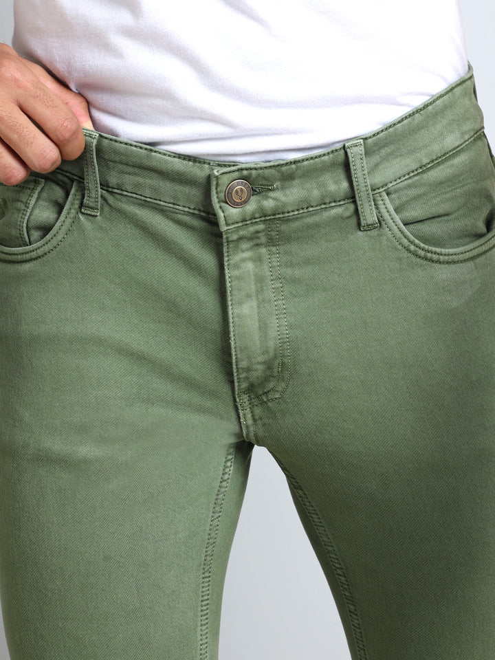 VUDUEarthy Green DenimSlim Fit