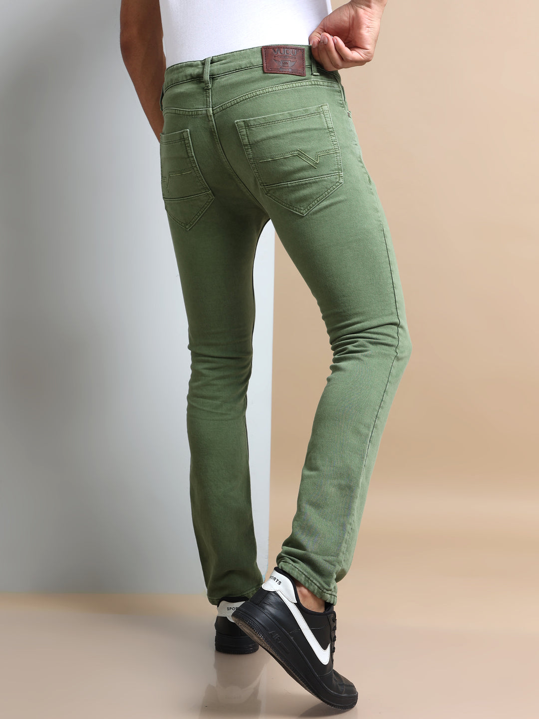 VUDUEarthy Green DenimSlim Fit