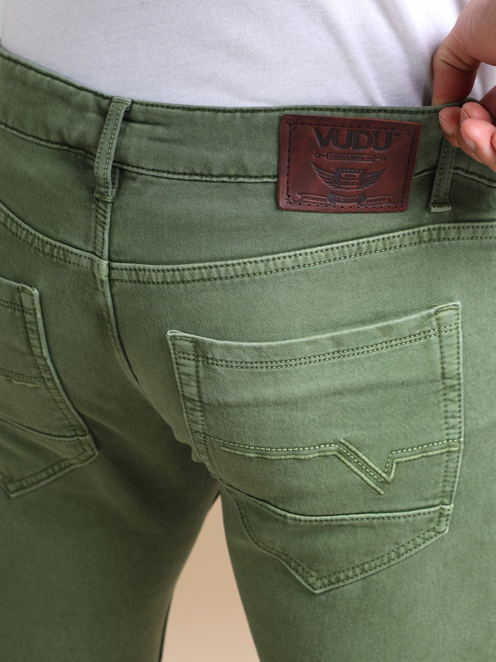 VUDUEarthy Green DenimSlim Fit