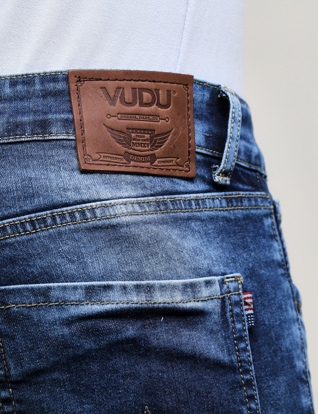 VUDUFRINGE DETAIL INDIGO JEANSSlim Fit