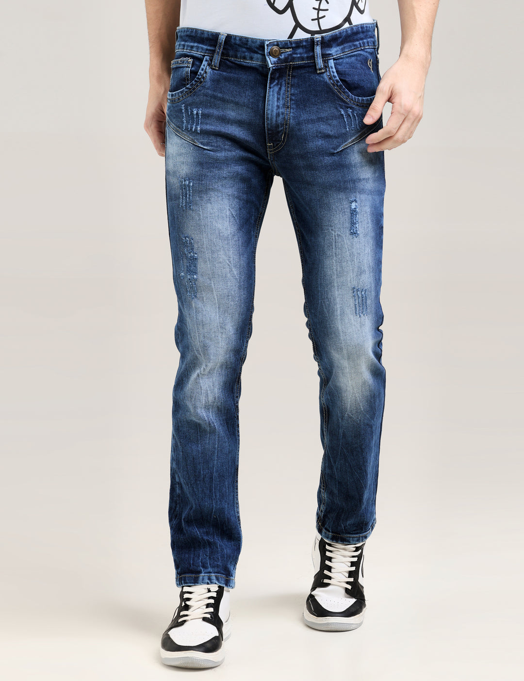 VUDUFRINGE DETAIL INDIGO JEANSSlim Fit