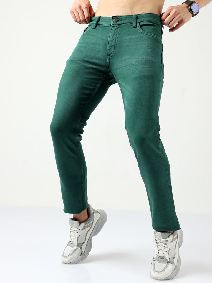 VUDUForest Green DenimSlim Fit